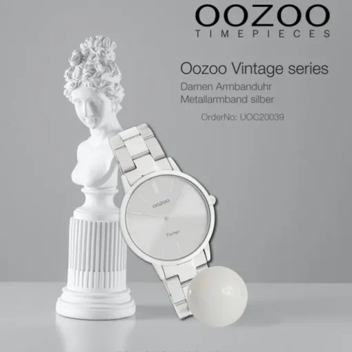 Oozoo Damen Armbanduhr Vintage Series Analog Metall silber UOC20039