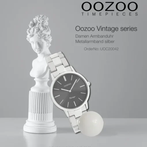 Oozoo Damen Armbanduhr Vintage Series Analog Metall silber UOC20042