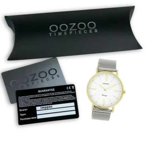 Oozoo Damen Armbanduhr Vintage Series Analog Metall silber UOC20118