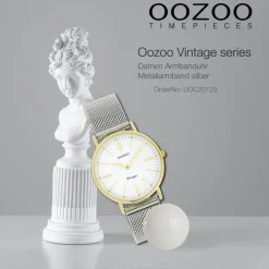 Oozoo Damen Armbanduhr Vintage Series Analog Metall silber UOC20123