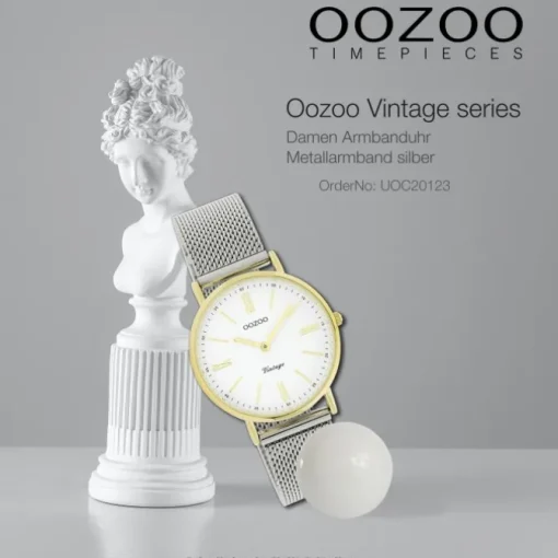 Oozoo Damen Armbanduhr Vintage Series Analog Metall silber UOC20123