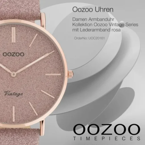 Oozoo Damen Armbanduhr Vintage Series Analog Leder rosa UOC20161