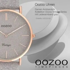 Oozoo Damen Armbanduhr Vintage Series Analog Leder grau UOC20162