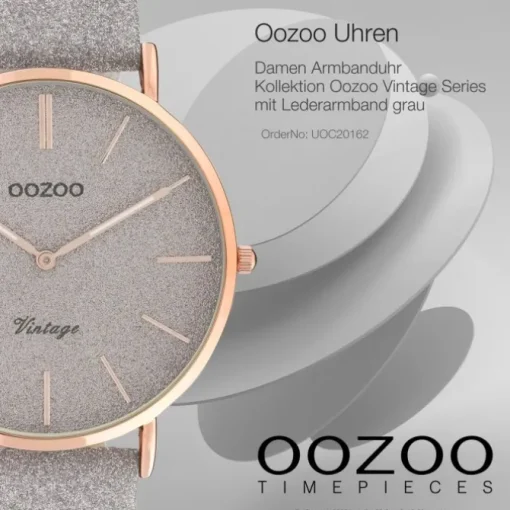 Oozoo Damen Armbanduhr Vintage Series Analog Leder grau UOC20162