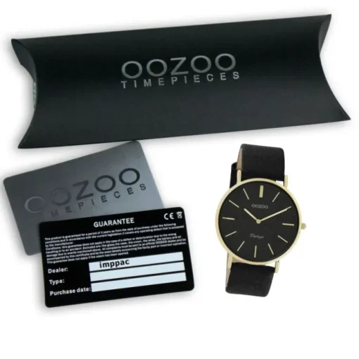 Oozoo Damen Armbanduhr Vintage Series Analog Leder schwarz UOC20164