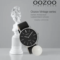 Oozoo Damen Armbanduhr Vintage Series Analog Leder schwarz UOC20168