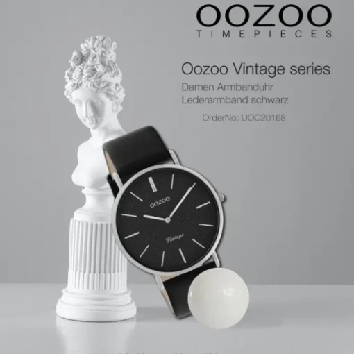 Oozoo Damen Armbanduhr Vintage Series Analog Leder schwarz UOC20168