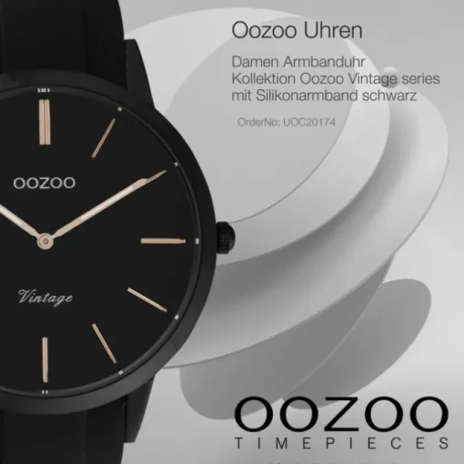 Oozoo Damen Armbanduhr Vintage Series Analog Silikon schwarz UOC20174