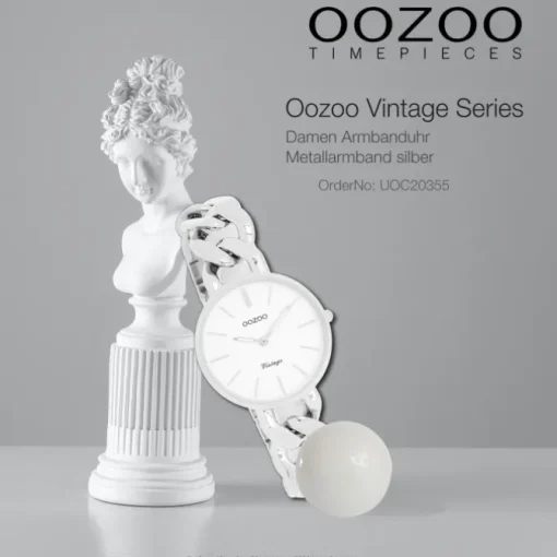 Oozoo Damen Armbanduhr Vintage Series Analog Metall silber UOC20355