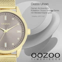 Oozoo Damen Armbanduhr Vintage Series Analog Metall gold UOC11357