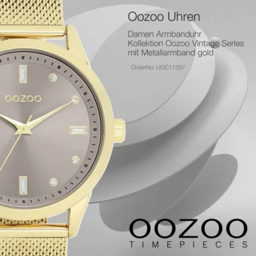 Oozoo Damen Armbanduhr Vintage Series Analog Metall gold UOC11357