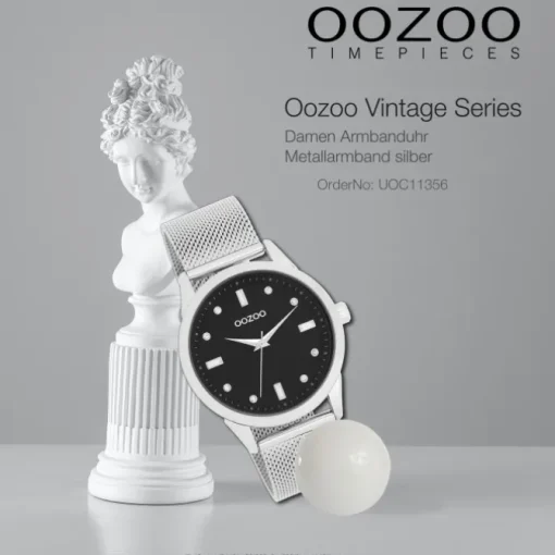 Oozoo Damen Armbanduhr Vintage Series Analog Metall silber UOC11356