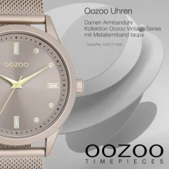 Oozoo Damen Armbanduhr Vintage Series Analog Metall taupe braun UOC11358