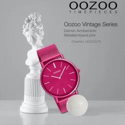 Oozoo Damen Armbanduhr Vintage Series C20275 Analog Metall Mesh pink UOC20275