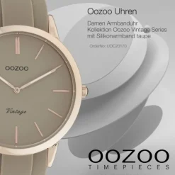 Oozoo Damen Armbanduhr Vintage Series Analog Silikon taupe grau UOC20170
