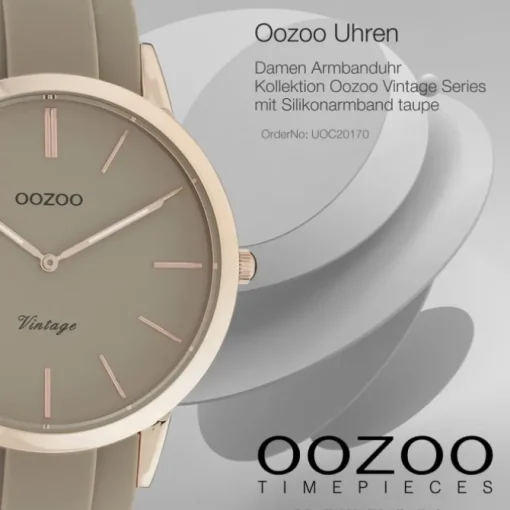 Oozoo Damen Armbanduhr Vintage Series Analog Silikon taupe grau UOC20170