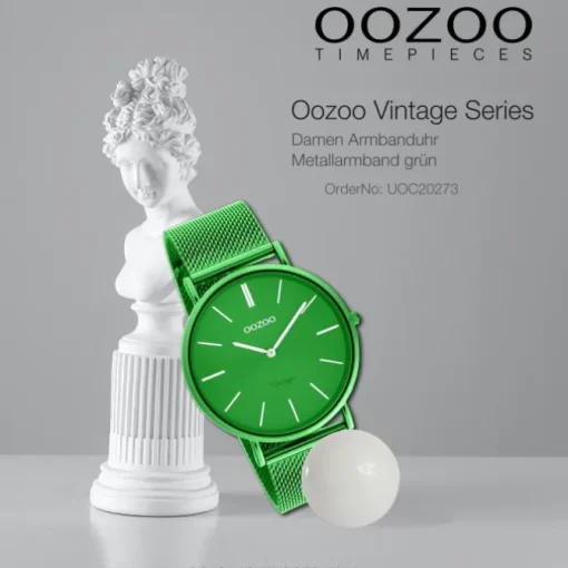 Oozoo Damen Armbanduhr Vintage Series C20273 Analog Metall Mesh grün UOC20273
