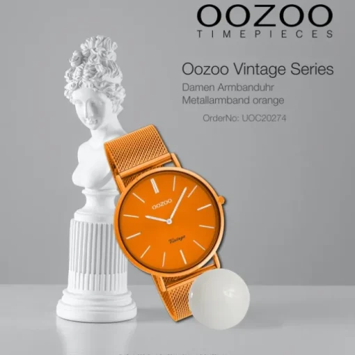 Oozoo Damen Armbanduhr Vintage Series C20274 Analog Metall Mesh orange UOC20274