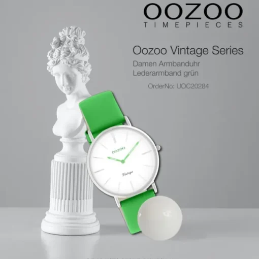 Oozoo Damen Armbanduhr Vintage Series Analog Leder grün UOC20284