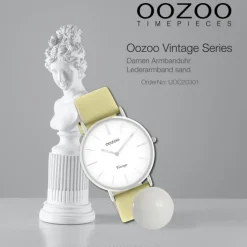 Oozoo Damen Armbanduhr Vintage Series C20301 Analog Leder sand gelbgrün UOC20301