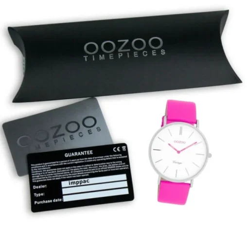 Oozoo Damen Armbanduhr Vintage Analog Leder pink UOC20314