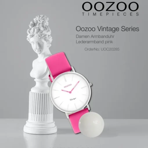 Oozoo Damen Armbanduhr Vintage Series Analog Leder pink UOC20285