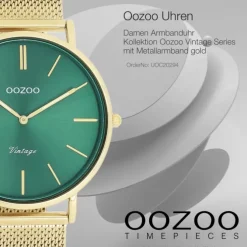 Oozoo Damen Armbanduhr Vintage Series Analog Metall Mesh gold UOC20294