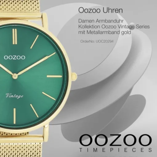 Oozoo Damen Armbanduhr Vintage Series Analog Metall Mesh gold UOC20294