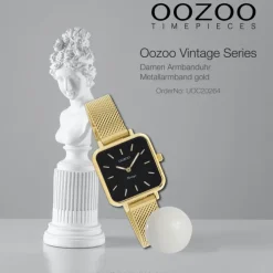 Oozoo Damen Armbanduhr Vintage Series Analog Metall Mesh gold UOC20264
