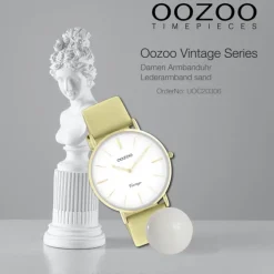 Oozoo Damen Armbanduhr Vintage Series C20306 Analog Leder sand gelbgrün UOC20306
