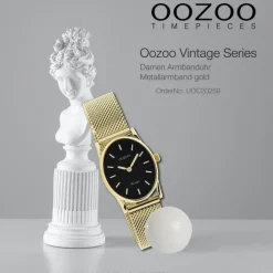 Oozoo Damen Armbanduhr Vintage Series Analog Metall Mesh gold UOC20259