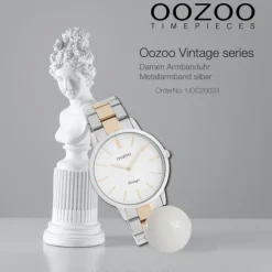 Oozoo Damen Armbanduhr Vintage Series Analog Metall silber rosegold UOC20033