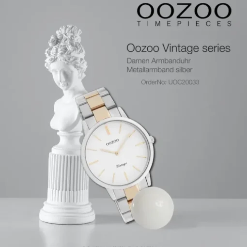 Oozoo Damen Armbanduhr Vintage Series Analog Metall silber rosegold UOC20033