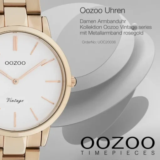Oozoo Damen Armbanduhr Vintage Series Analog Metall rosegold UOC20036