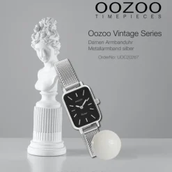 Oozoo Damen Armbanduhr Vintage Series Analog Metall Mesh silber UOC20267