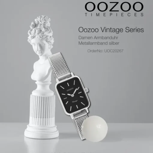 Oozoo Damen Armbanduhr Vintage Series Analog Metall Mesh silber UOC20267
