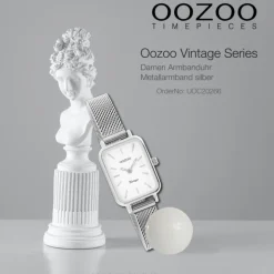 Oozoo Damen Armbanduhr Vintage Series Analog Metall Mesh silber UOC20266