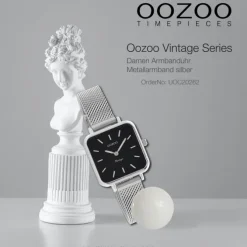 Oozoo Damen Armbanduhr Vintage Series Analog Metall Mesh silber UOC20262