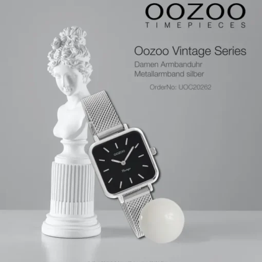 Oozoo Damen Armbanduhr Vintage Series Analog Metall Mesh silber UOC20262
