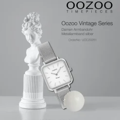 Oozoo Damen Armbanduhr Vintage Series Analog Metall Mesh silber UOC20261