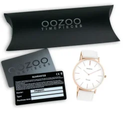 Oozoo Damen Armbanduhr Vintage Analog Leder weiß UOC9314A