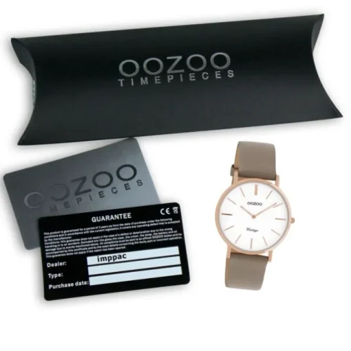 Oozoo Damen Armbanduhr Vintage Series Analog Leder taupe braun UOC20019