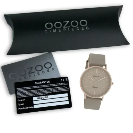 Oozoo Damen Armbanduhr Vintage Series Analog Leder taupe grau UOC20167