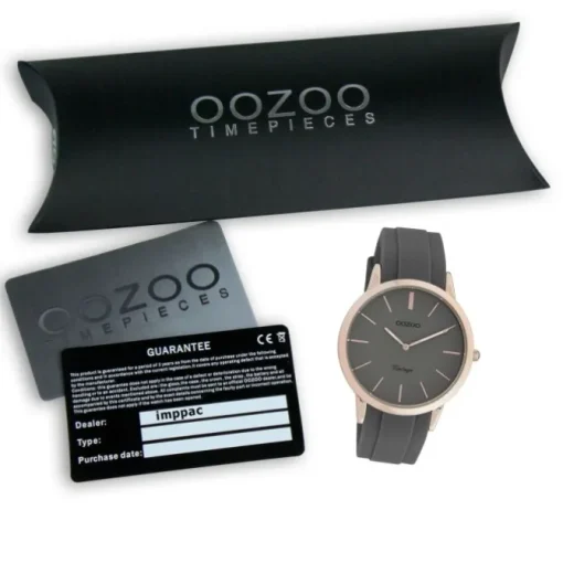 Oozoo Damen Armbanduhr Vintage Series Analog Silikon dunkelgrau UOC20172