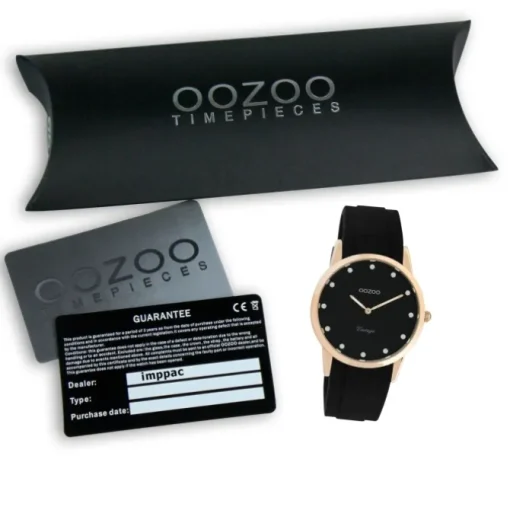 Oozoo Damen Armbanduhr Vintage Series Analog Silikon schwarz UOC20179