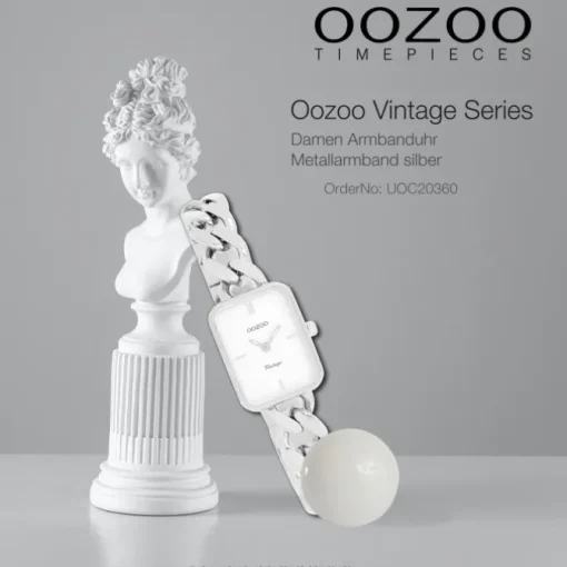 Oozoo Damen Armbanduhr Vintage Series Analog Metall silber UOC20360