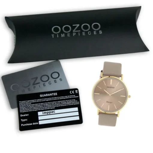 Oozoo Damen Armbanduhr Vintage Series Analog Leder braun grau UOC20333