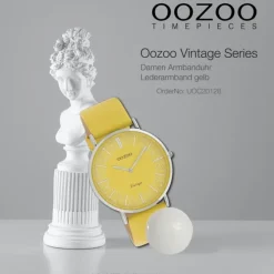 Oozoo Damen Armbanduhr Vintage C20128 Analog Leder gelb UOC20128