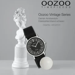 Oozoo Damen Armbanduhr Vintage C20141 Analog Edelstahl schwarz UOC20141