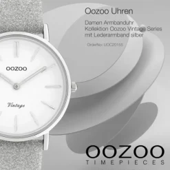 Oozoo Damen Armbanduhr Vintage C20155 Analog Leder silber UOC20155